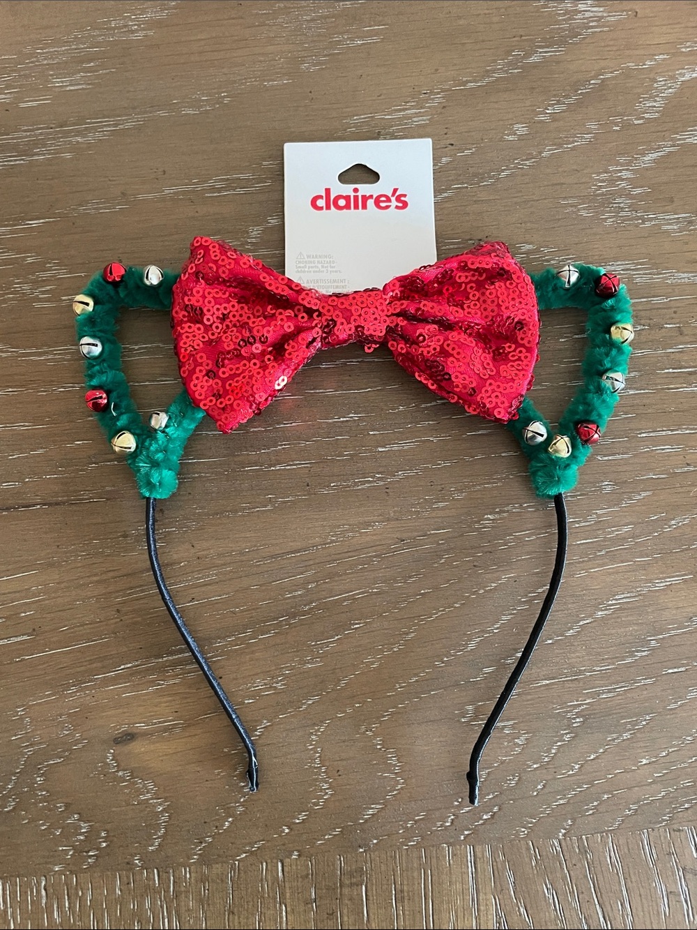 💖 Pick three $15 - Claire's Red Sequin Bow Headband with Green Bell Accents